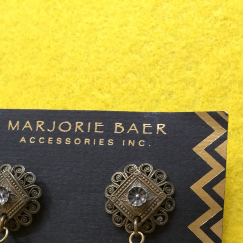 Marjorie Baer FILIGREE mixed metal earrings NEW old stock - Picture 3 of 4